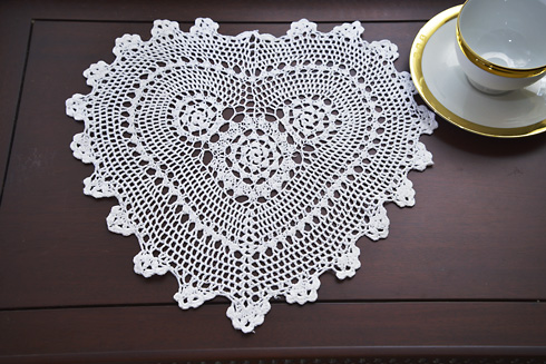 White color Heart Shape Crochet Lace 13"x13" Hearts Crochet.